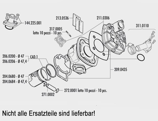 Zyl Kit Polini Piaggio Scooter WC