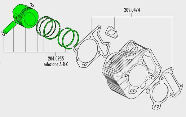 Kolbenkit Polini Piag./Vesp.4T/4V 172ccm passend für Piaggio und Vespa