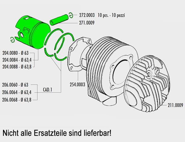 Kolbenkit für Zyl. PX125 Ø 63,0 Polini passend für LML und Vespa