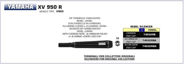 Arrow Rebel Dark 74502RB passend für Yamaha