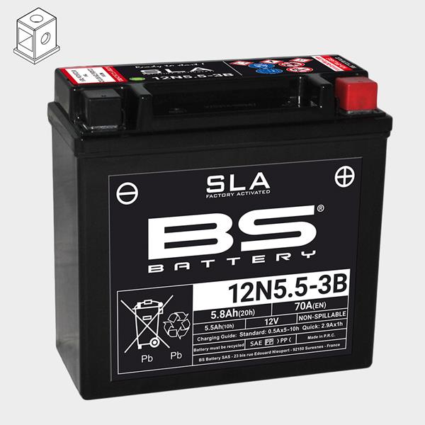 BS Battery Motorradbatterie 12N5 12V 5,5Ah