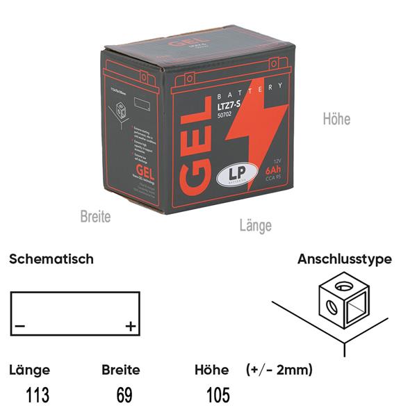 Landport Motorradbatterie LTZ7-S 12V 6Ah