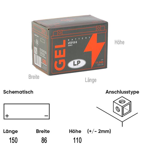 Landport Motorradbatterie LTZ12-S 12V 11Ah