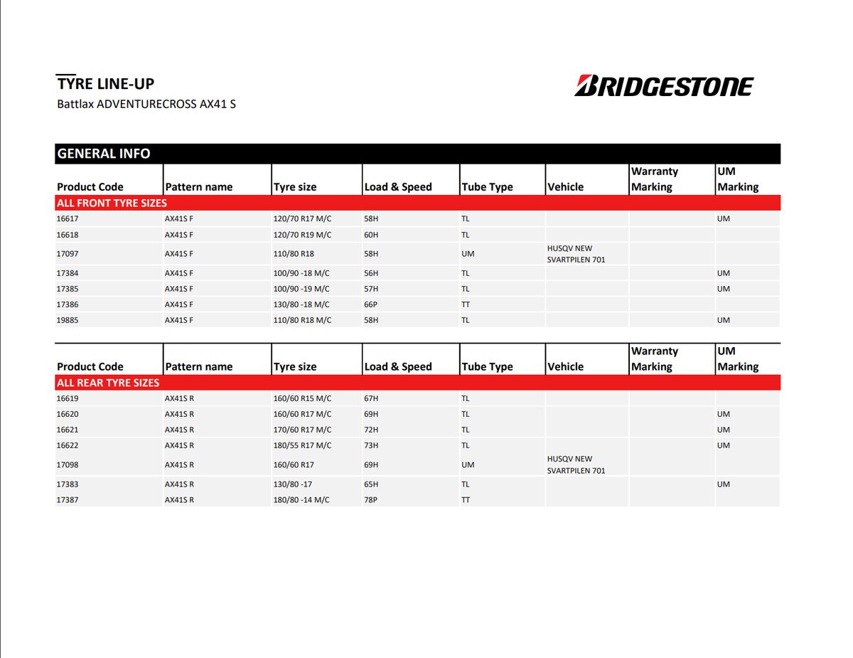Bridgestone AX41S
