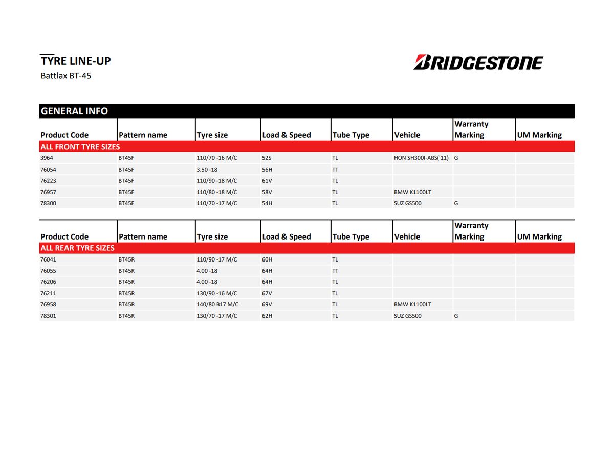 Bridgestone Battlax BT-45