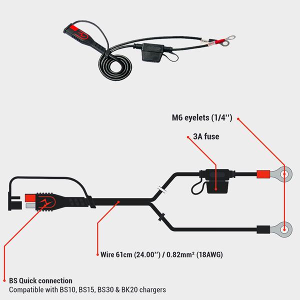 BS Anschlusskabel PA01 SAE mit Ösen M6