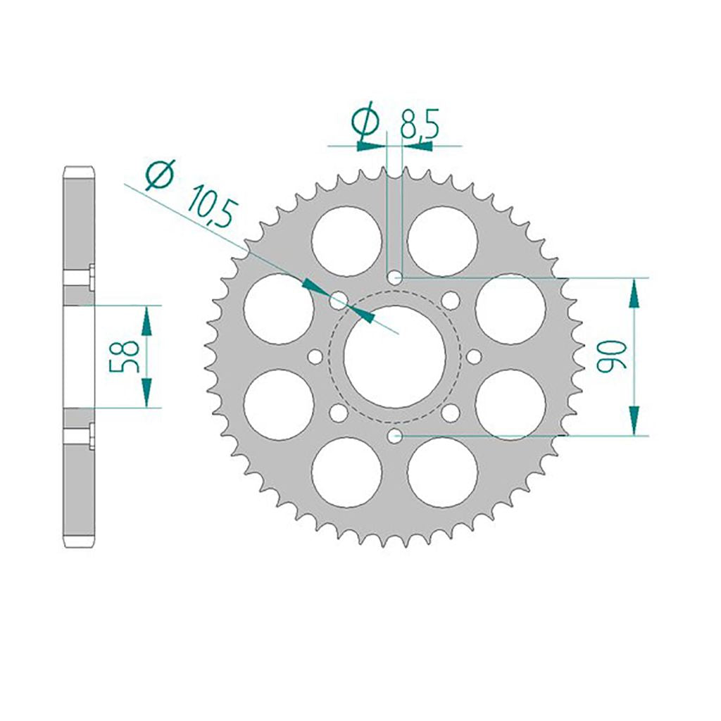 AFAM Kettenrad ALU #428 55 Zähne