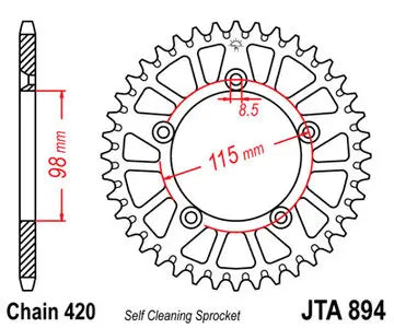 Alu Kettenrad JT JTA894.50, 50 Zähne Teilung 420