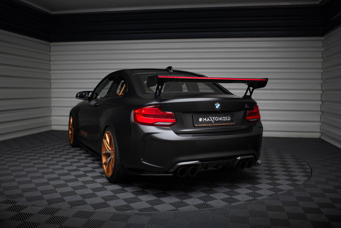 Carbon Heckspoiler Heckflügel Standfuß Außen + LED passend für BMW M2 F87 / 2 / 2 M-Paket F22