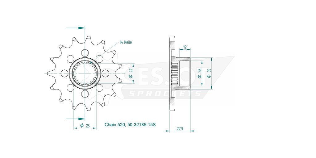 AFAM Kettensatz für MV Agusta F3 675 Brutale 12-14 520 XSRG Kettenkit
