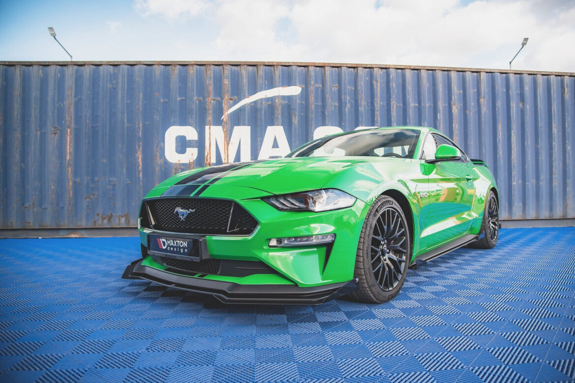 Frontlippen Flaps passend für Ford Mustang GT Mk6 FL schwarz Hochglanz