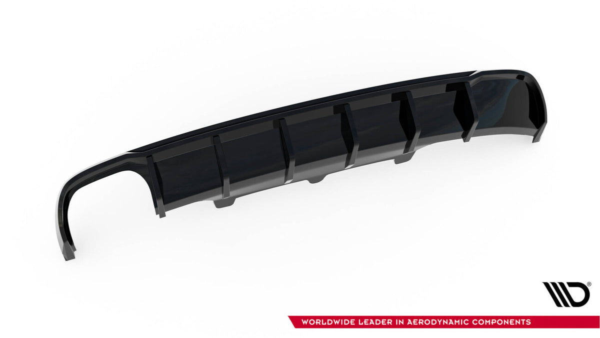 Heckansatz Diffusor passend für Audi A6 Limousine / Avant C7 (Doppelauspuff li.) schwarz Hochglanz
