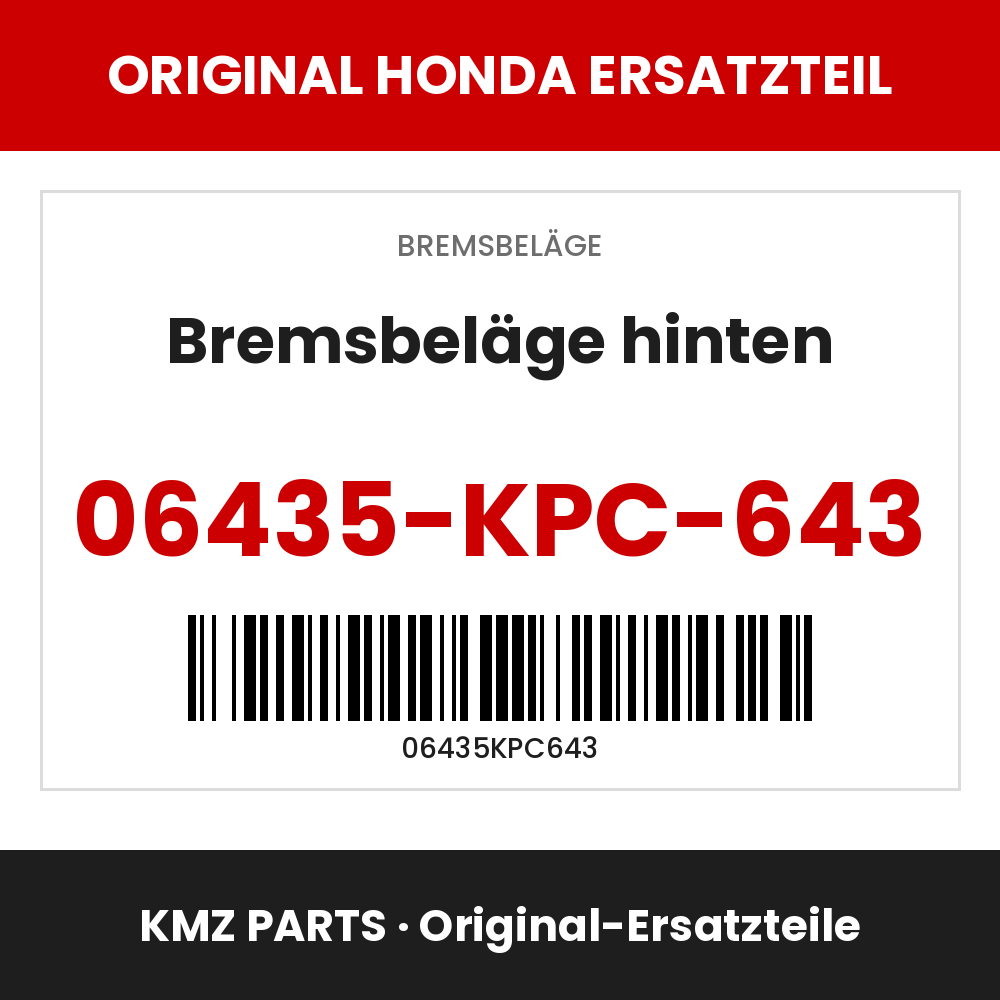 Honda Original Bremsbeläge hinten 06435-KPC-643