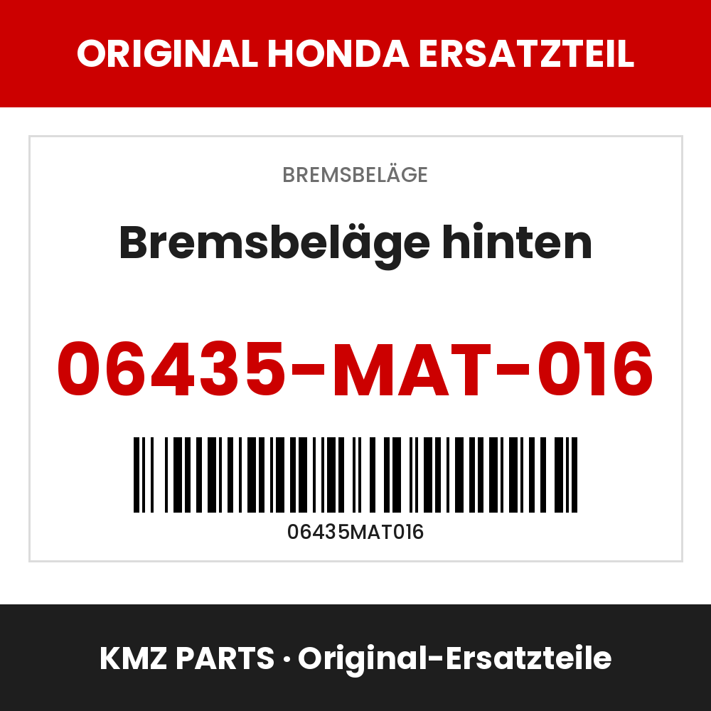Honda Original Bremsbeläge hinten 06435-MAT-016