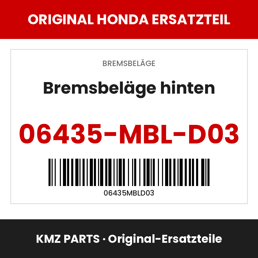 Honda Original Bremsbeläge hinten 06435-MBL-D03