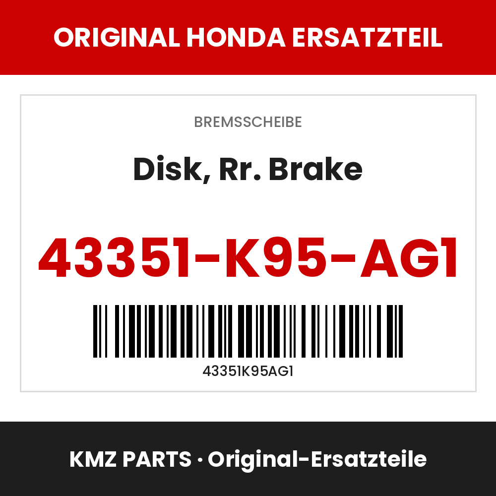 Honda Original Disk, Rr. Brake 43351-K95-AG1
