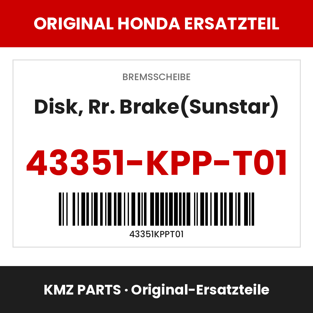 Honda Original Disk, Rr. Brake(Sunstar) 43351-KPP-T01