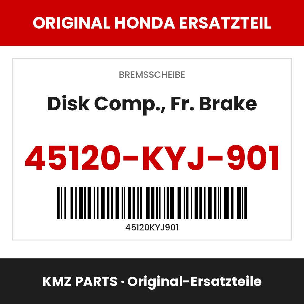 Honda Original Disk Comp., Fr. Brake 45120-KYJ-901