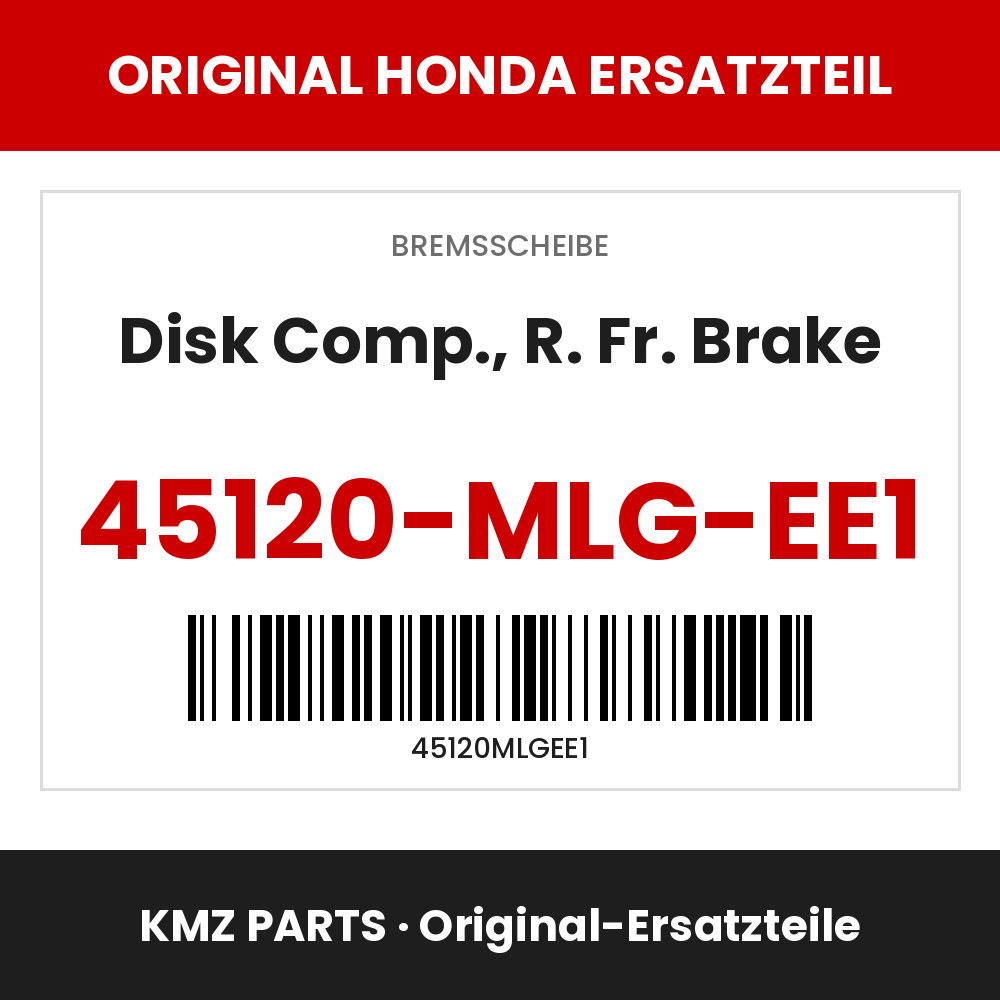 Honda Original Disk Comp., R. Fr. Brake 45120-MLG-EE1