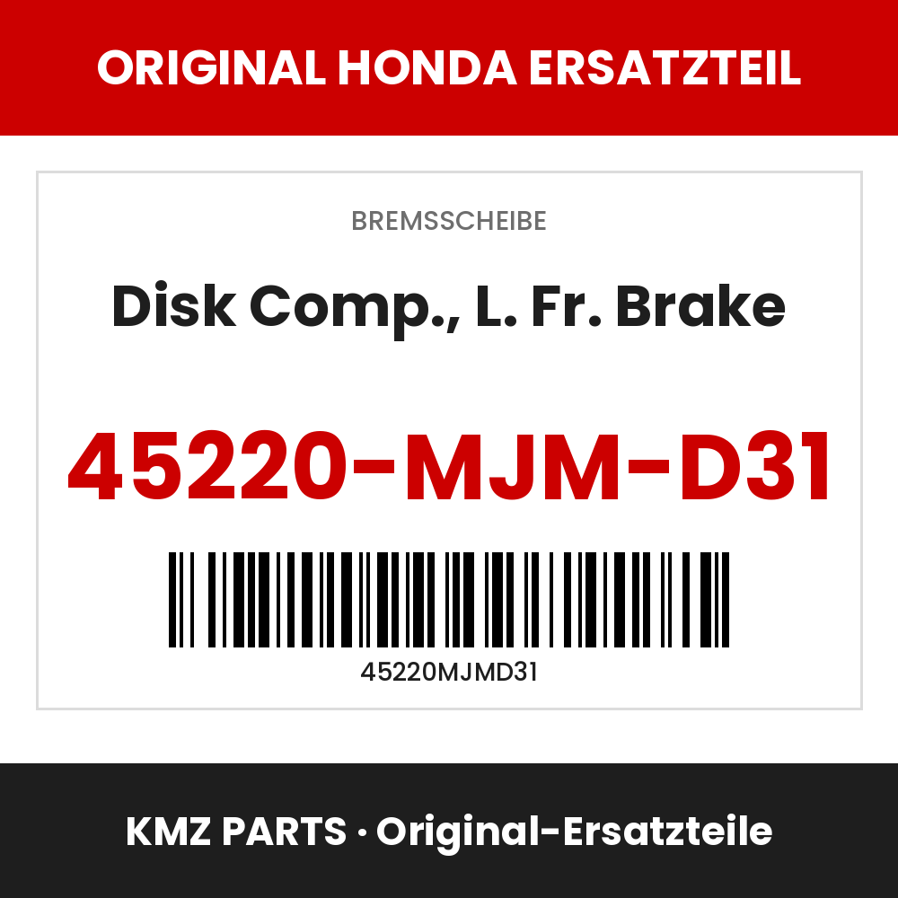 Honda Original Disk Comp., L. Fr. Brake 45220-MJM-D31