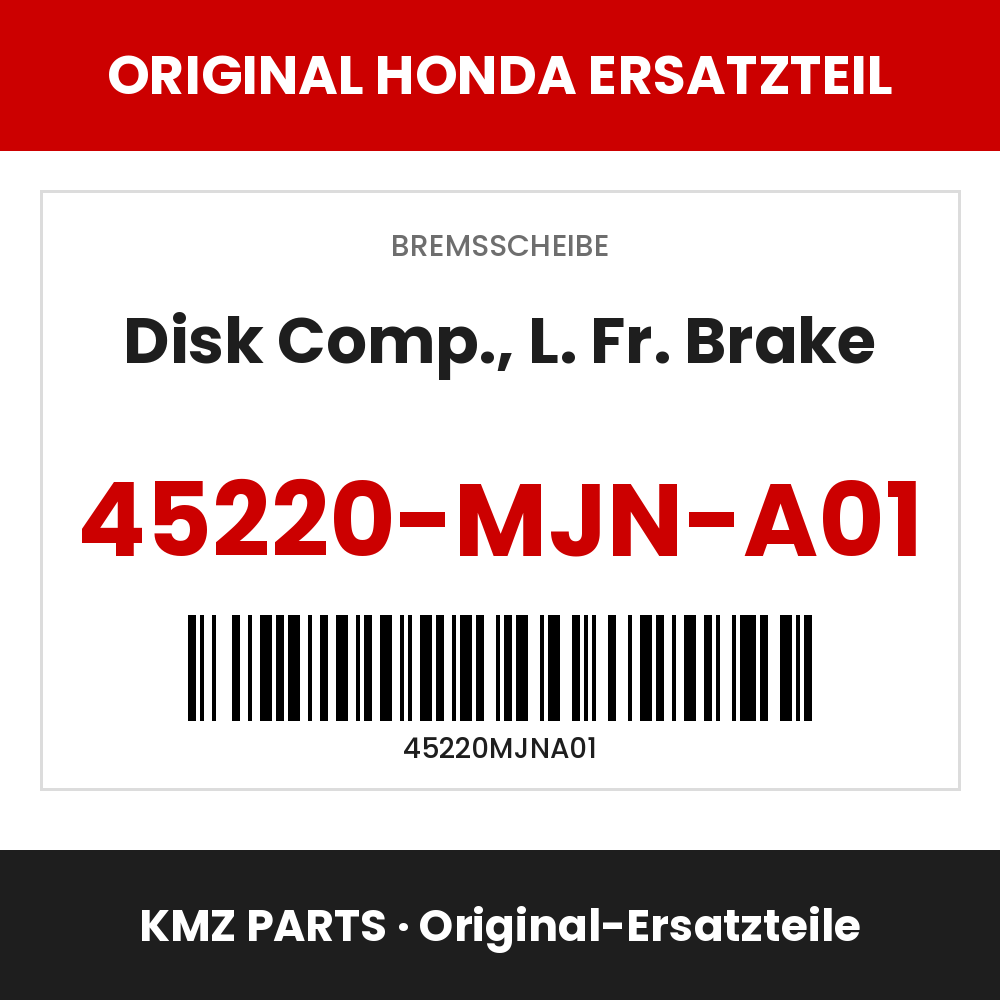 Honda Original Disk Comp., L. Fr. Brake 45220-MJN-A01