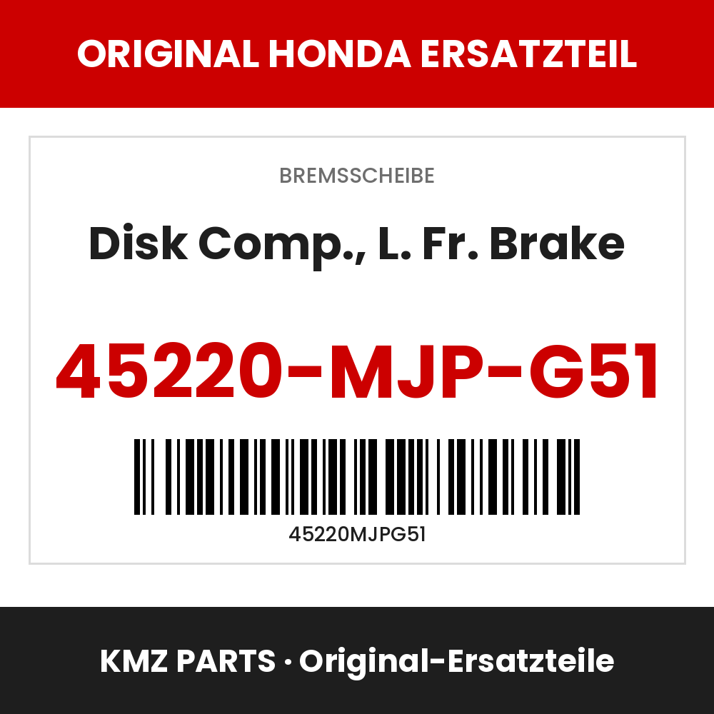 Honda Original Disk Comp., L. Fr. Brake 45220-MJP-G51