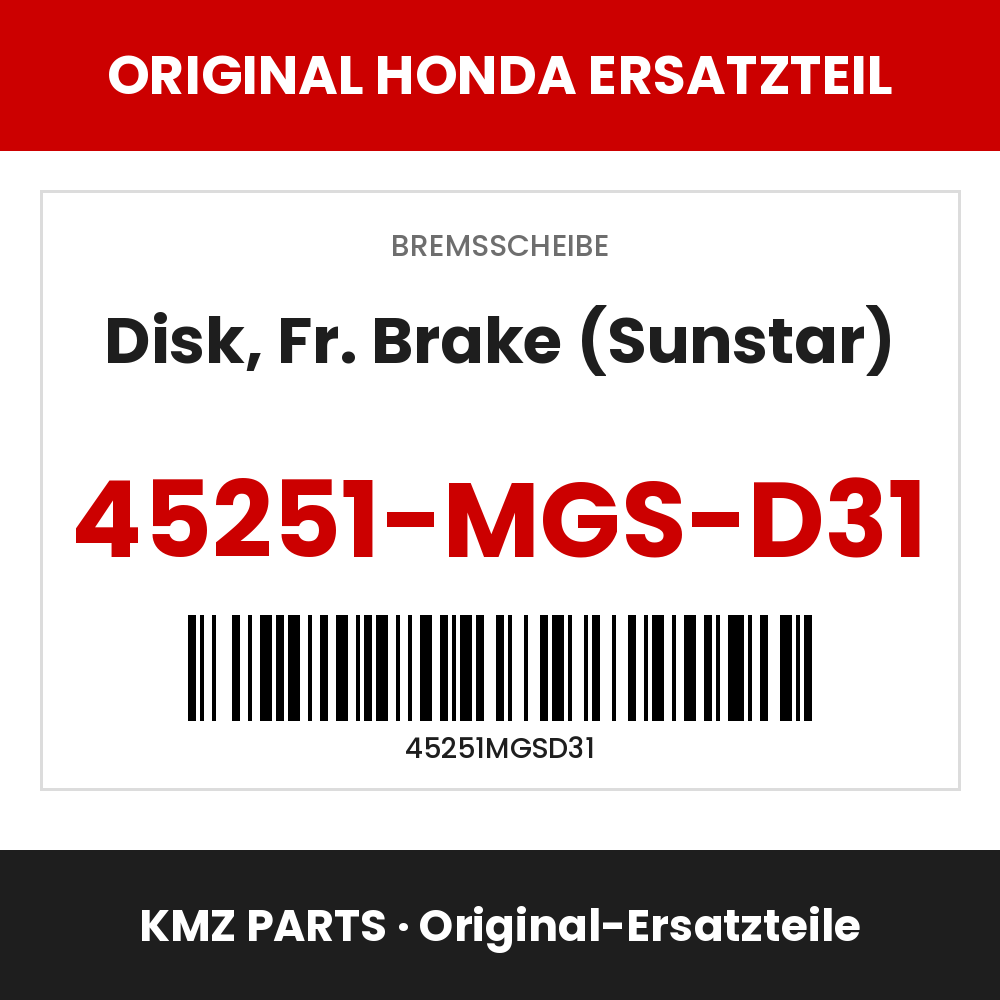 Honda Original Disk, Fr. Brake (Sunstar) 45251-MGS-D31