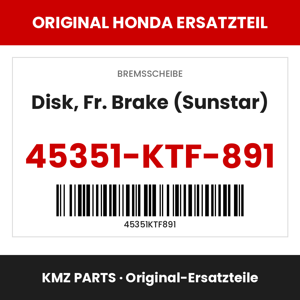 Honda Original Disk, Fr. Brake (Sunstar) 45351-KTF-891