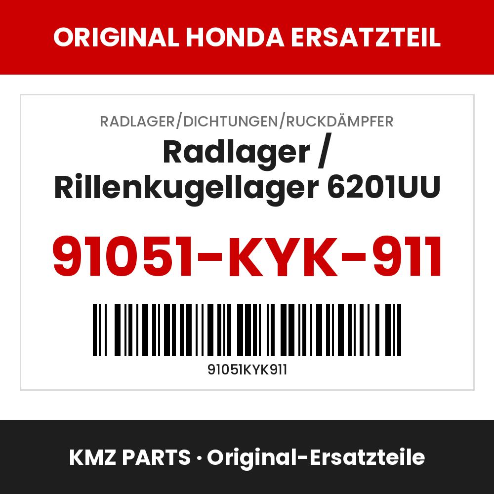 Honda Original Radlager / Rillenkugellager 6201UU 91051-KYK-911