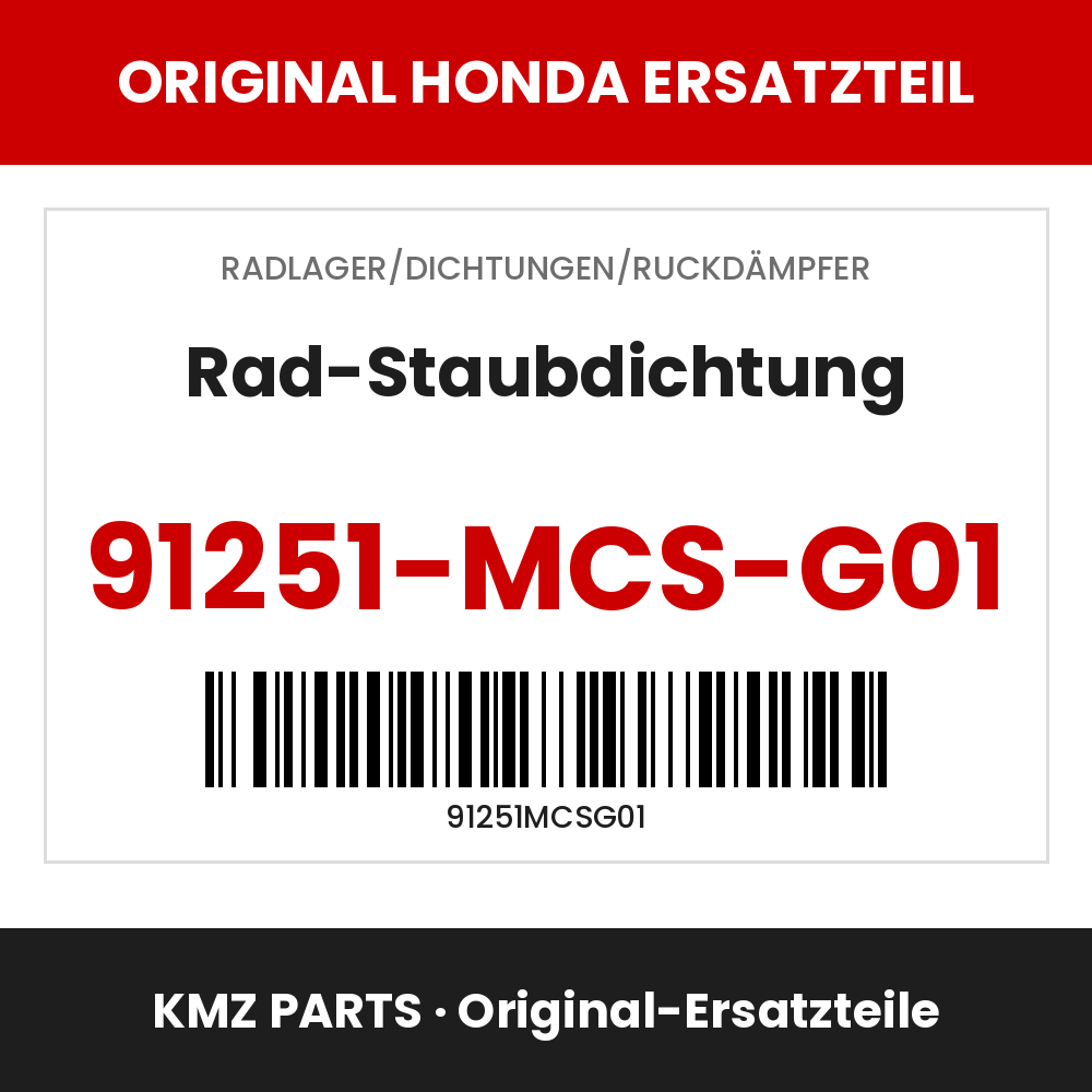 Honda Original Rad-Staubdichtung 91251-MCS-G01