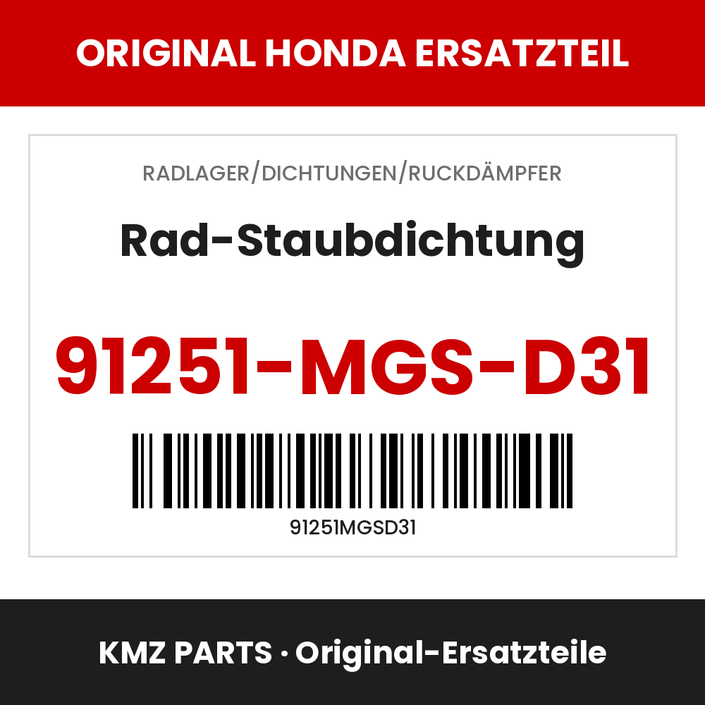 Honda Original Rad-Staubdichtung 91251-MGS-D31