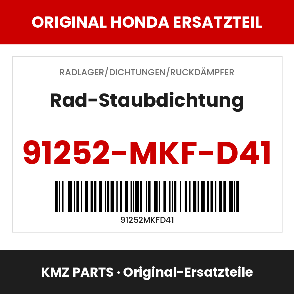 Honda Original Rad-Staubdichtung 91252-MKF-D41