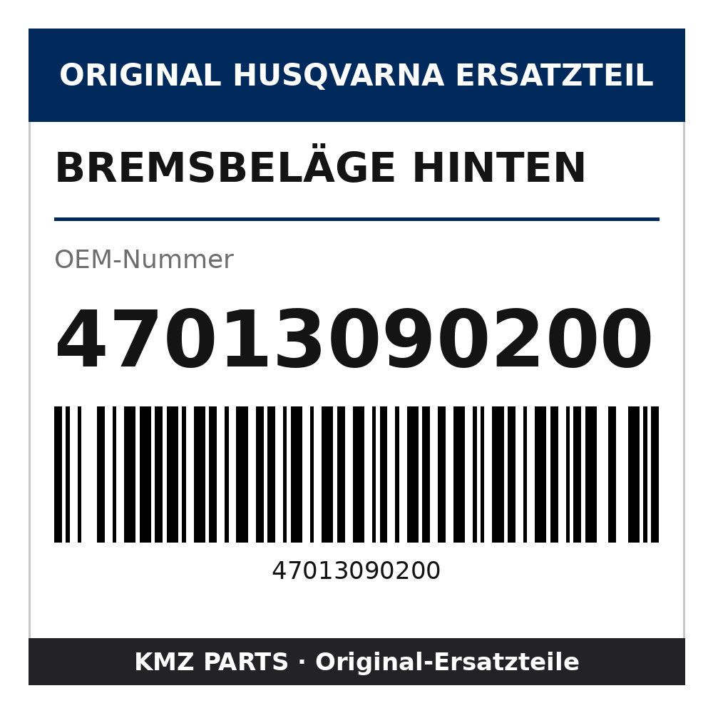 Husqvarna Original Bremsbeläge hinten 47013090200