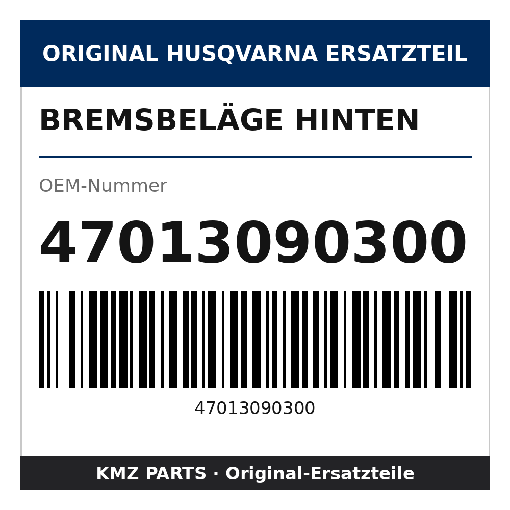 Husqvarna Original Bremsbeläge hinten 47013090300
