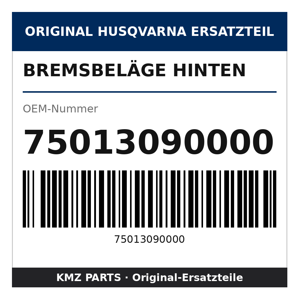 Husqvarna Original Bremsbeläge hinten 75013090000