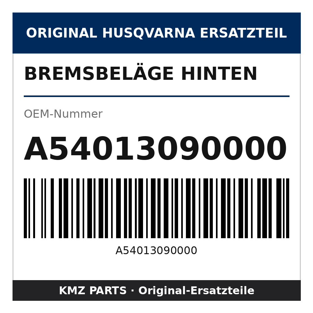 Husqvarna Original Bremsbeläge hinten A54013090000