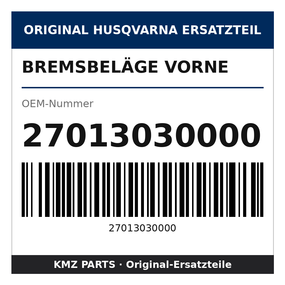 Husqvarna Original Bremsbeläge vorne 27013030000