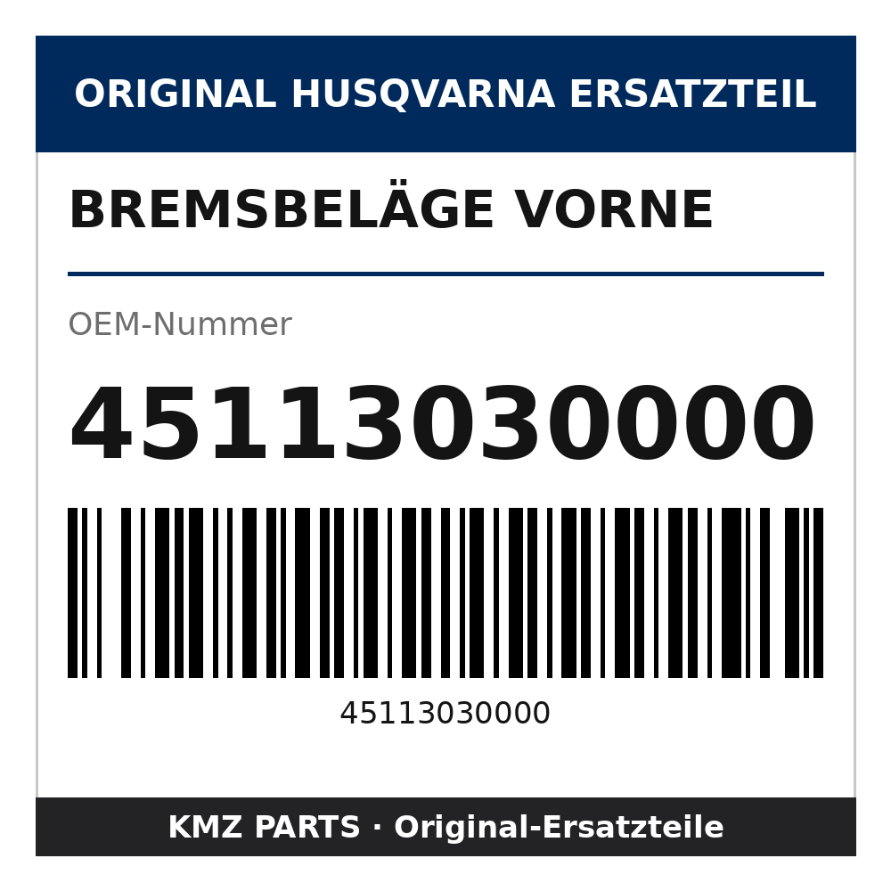 Husqvarna Original Bremsbeläge vorne 45113030000