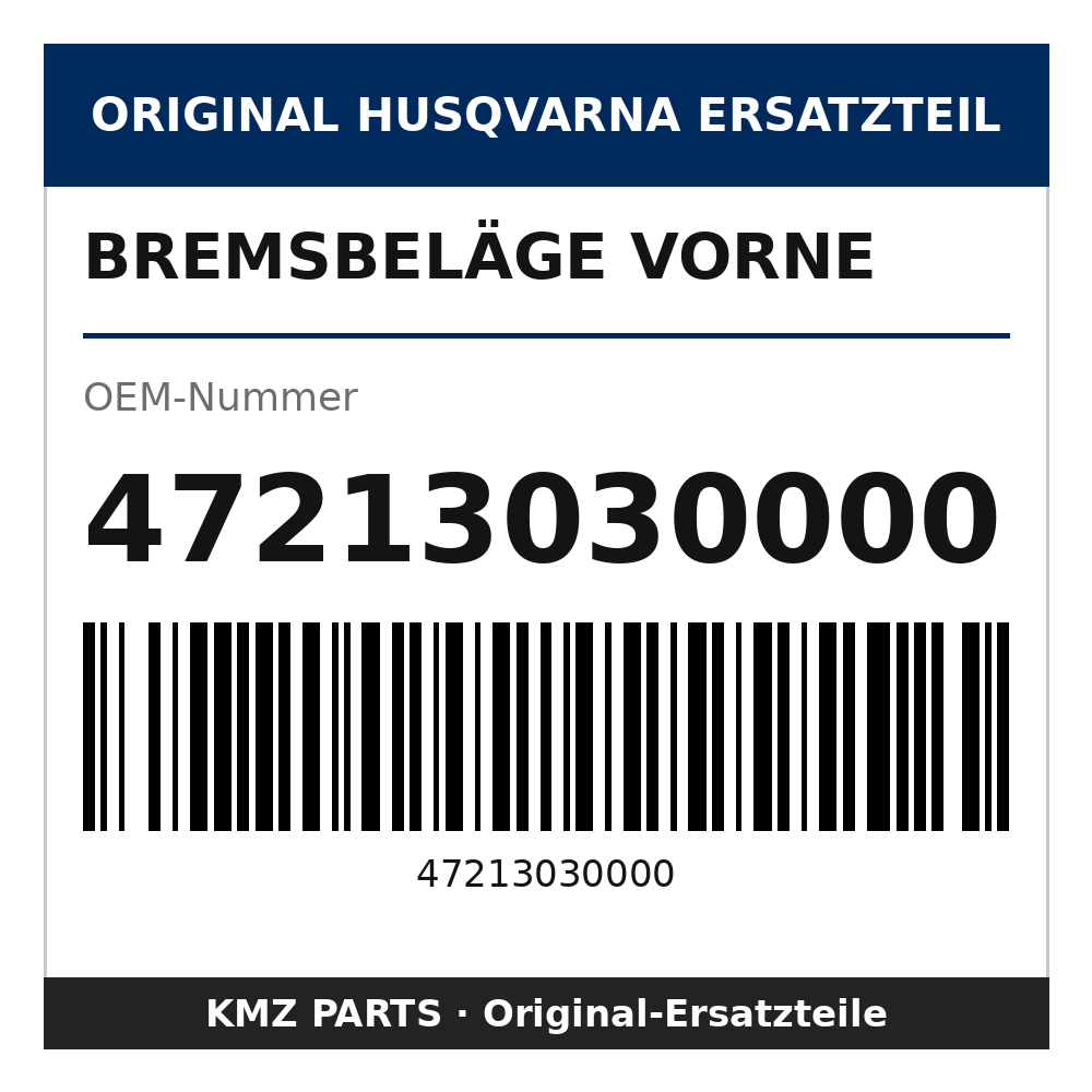 Husqvarna Original Bremsbeläge vorne 47213030000