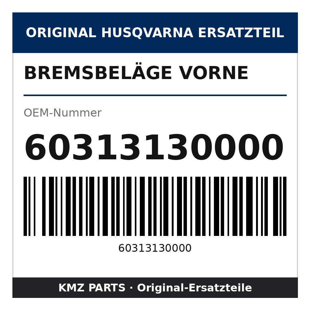 Husqvarna Original Bremsbeläge vorne 60313130000