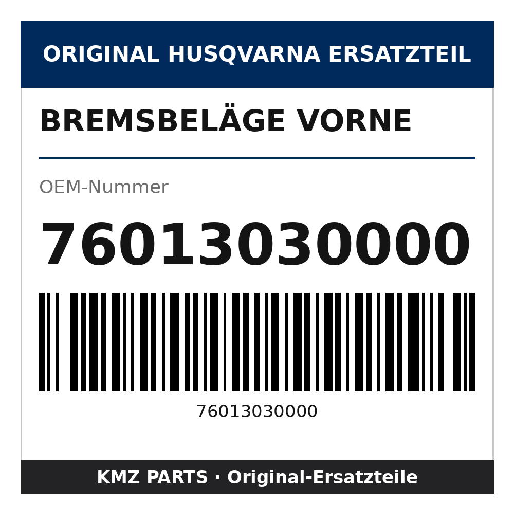 Husqvarna Original Bremsbeläge vorne 76013030000