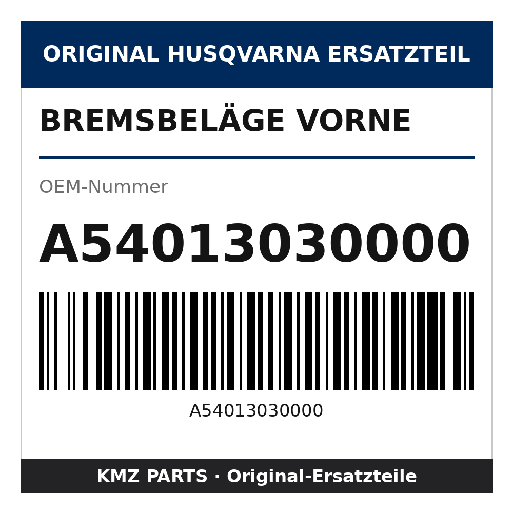 Husqvarna Original Bremsbeläge vorne A54013030000