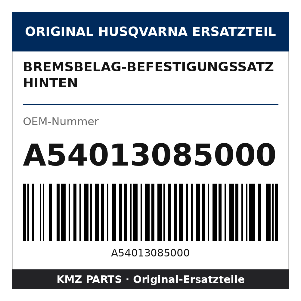 Husqvarna Original Bremsbelag-Befestigungssatz hinten A54013085000