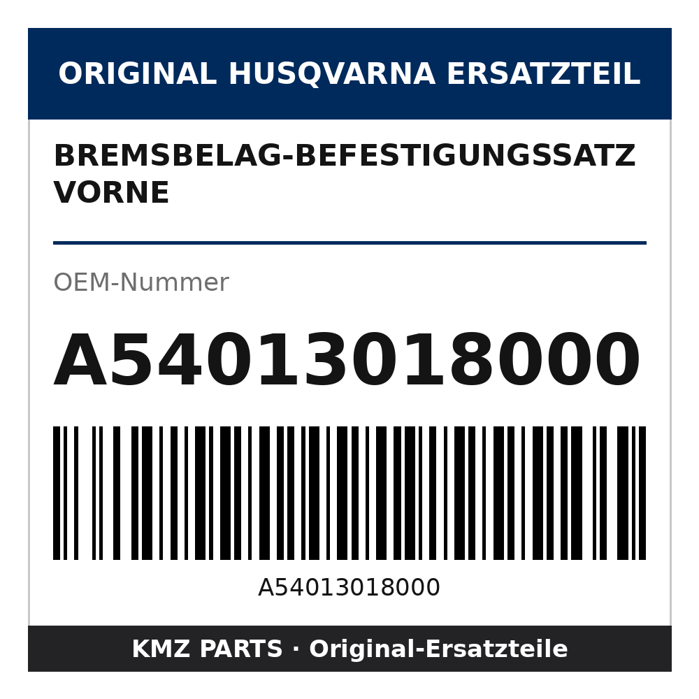 Husqvarna Original Bremsbelag-Befestigungssatz vorne A54013018000