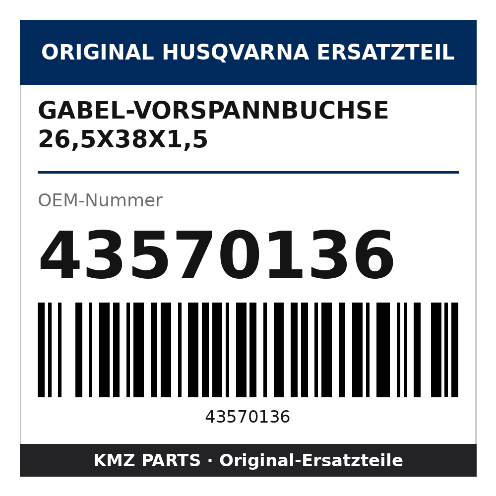Husqvarna Original Gabel-Vorspannbuchse 26,5x38x1,5 43570136