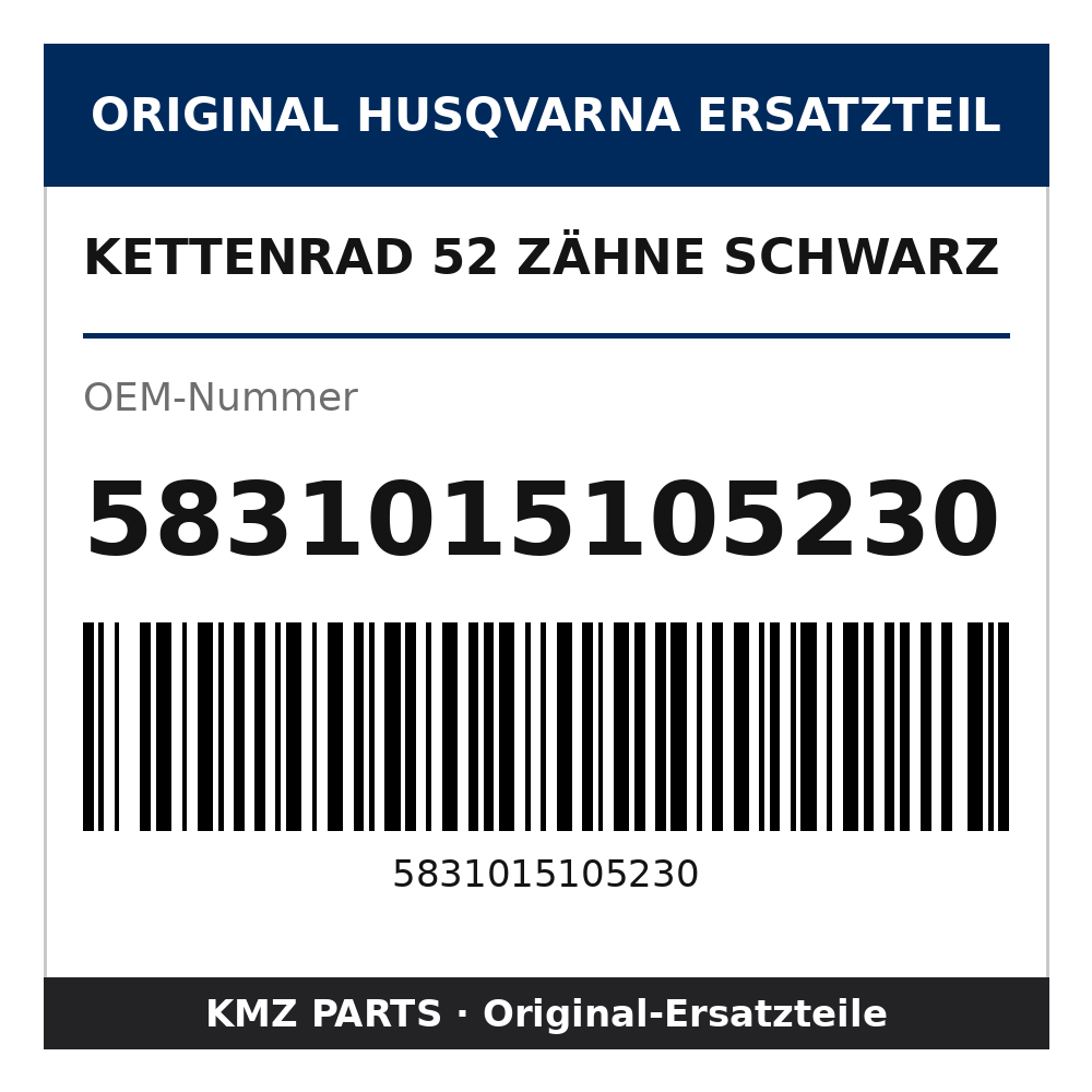 Husqvarna Original Kettenrad 52 Zähne schwarz 5831015105230
