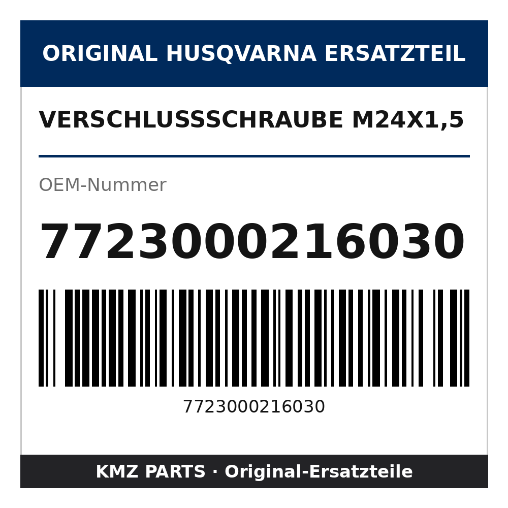 Husqvarna Original Verschlussschraube M24x1,5 7723000216030