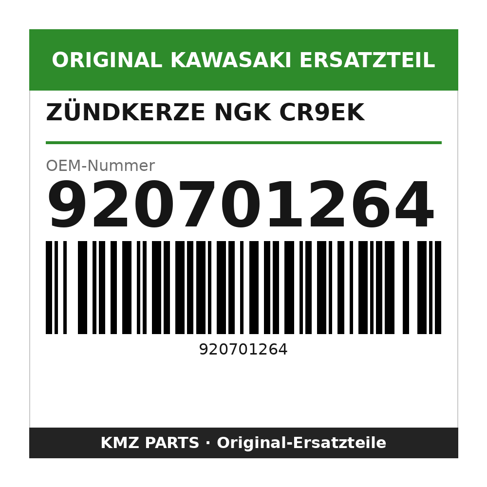Kawasaki Zündkerze NGK CR9EK 920701264