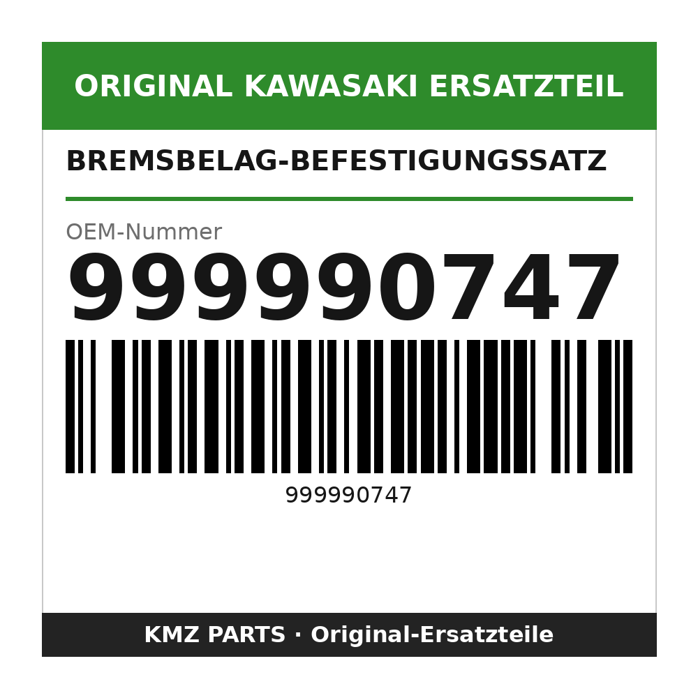 Kawasaki Bremsbelag-Befestigungssatz 999990747