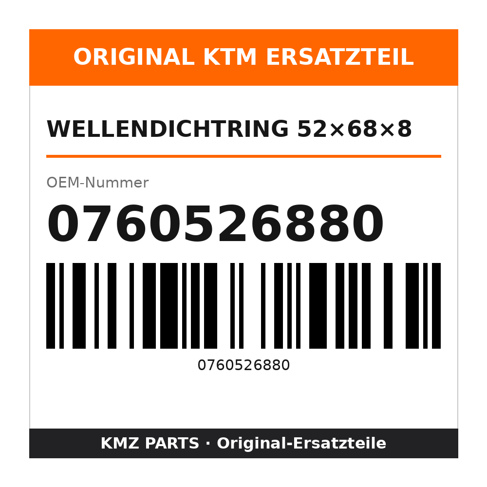KTM Wellendichtring 52×68×8 0760526880